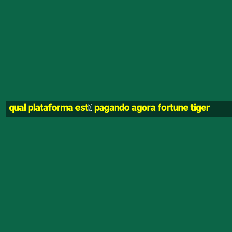 qual plataforma est谩 pagando agora fortune tiger