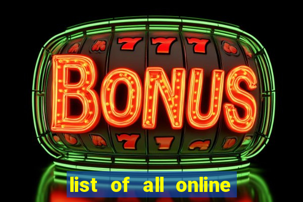 list of all online bingo sites