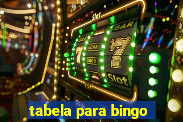 tabela para bingo